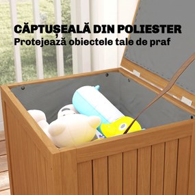 Outsunny Bancă de Exterior 130L, Capac, Cutie Lemn cu Balamale și Curea | Aosom Romania