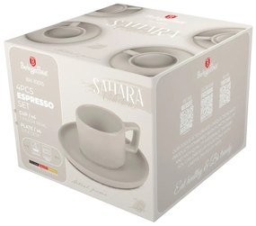 Set 4 cani cu farfurii espresso Sahara Berlinger Haus BH 10015, ceramica, crem