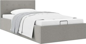 vidaXL Cadru pat hidraulic cu ladă, gri deschis, 100 x 200 cm, textil