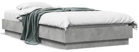 839549 vidaXL Cadru de pat cu lumini LED, gri beton, 75x190 cm
