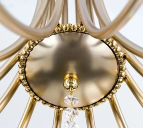 Candelabru 12 brate stil clasic cu cristale Swarovski Giada auriu mat
