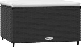 vidaXL Taburet de grădină cu pernă, negru, poliratan