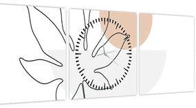 Tablou - Linie de artă flori N⁰3 (cu ceas) (90x30 cm)