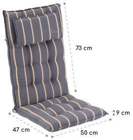 Sylt, pernă tapițată, pernă pentru scaun, spătar mai înat, poliester, 50 × 120 × 9 cm, 8 × covoraș