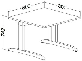 Masa ProOffice C 80 x 80 cm, para salbatica
