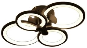Lustră LED cu Telecomandă, Meda 4 cercuri, 74W, Negru