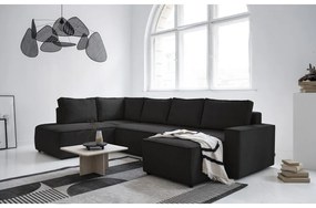 Colțar gri antracit extensibil cu tapițerie din catifea reiată (cu colț pe partea stângă /în formă de "U") Brave Dave – Miuform