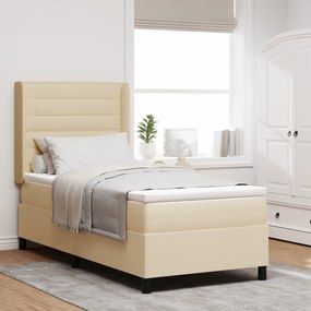 vidaXL Pat box cu saltea - Crem, 100x200 cm, din material