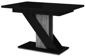 Masă de sufragerie Mevenis (negru lucios + piatră) (pentru 4 până la 6 persoane). 1055215