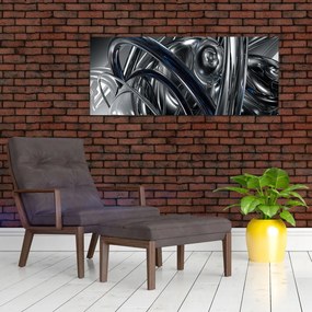 Tabloul cu abstracție gri cu albastru (120x50 cm)