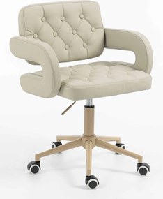 HR8403K Scaun Ecru Piele Ecologica Premium Soft cu Bază Crem