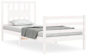 3194537 vidaXL Cadru de pat cu tăblie single, alb, lemn masiv