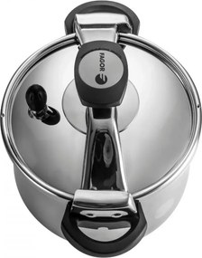 Oală sub presiune Fagor Clasica 10 L, 55 kPa, 24 cm, supapă de siguranță, 3 sisteme de protecție, oțel inoxidabil 18/10, compatibilă cu plitele cu inducție, argintie