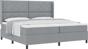 vidaXL Pat cu arcuri cu saltea Gri deschis 200 x 200 cm țesătură