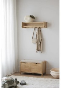 Cuier de perete în culoare naturală cu raft din lemn masiv de stejar Hillmond – Rowico