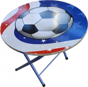 Masuta pliabila pentru copii din MDF Novokids™ Round folding table, Cu doua scaune pliabile, Diametru 60 cm, 2 niveluri de inaltime, Suprafata