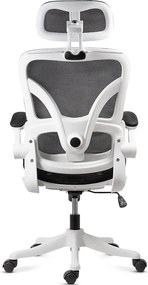 Scaun de birou ergonomic din mesh cu suport lombar și brațe rabatabile OFF 440 alb