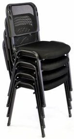 Set de 4x scaune de congres stivuibile - negru