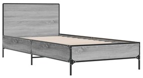 845565 vidaXL Cadru de pat, gri sonoma, 90x190 cm, lemn prelucrat și metal