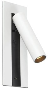 Aplica cu reader LED directionabil stil minimalist GABO USB C alb