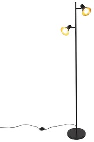 Lampă de podea modernă neagră cu 2 lumini aurii - Magno