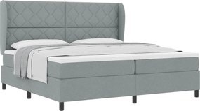 vidaXL Pat cu arcuri cu saltea Gri deschis 200 x 200 cm țesătură