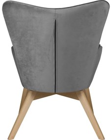 Fotoliu cu taburet gri cu tapițerie din catifea Niko – Ropez