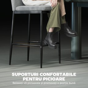 HOMCOM Set de 2 Scaune de Bar cu Spătar, 41x52x97 cm, Gri | Aosom Romania