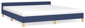 Cadru de pat cu tablie, albastru, 180x200 cm, textil Albastru, 180 x 200 cm