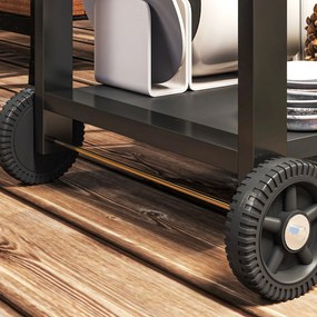 HOMCOM Cărucior de grădină din oțel cărucior de serviciu cu roți cu blat de lucru 135 x 55 x 86,5 cm negru | Aosom Romania