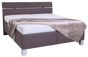 Pat tapițat ALIS 180 x 200 cm, cu saltea și spațiu de depozitare, maro