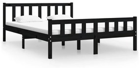 810663 vidaXL Cadru de pat, negru, 140x190 cm, lemn masiv