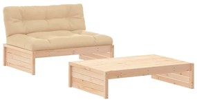 3186130 vidaXL Set mobilier de grădină cu perne, 2 piese, lemn masiv