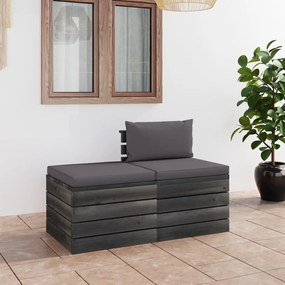 3061671 vidaXL Set mobilier grădină din paleți, 2 piese, cu perne, lemn de pin