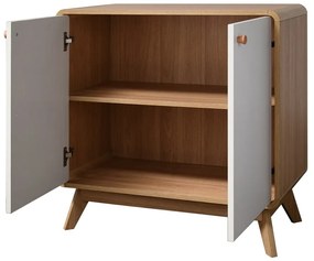 Comodă albă joasă cu aspect de lemn de stejar 75x75 cm Cassie - Støraa