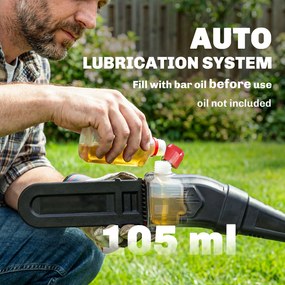 Outsunny Drujbă electrică extensibilă 1,94-2,56 m cu 2 baterii 4,0 Ah Încărcător Blocare dublă Ungere automată | Aosom Romania