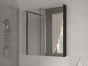 Dulap de baie suspendat Delia 80 negru + oglindă. 780227