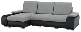 Colţar, piele ecologică negru/material textil gri, model stânga, LATE
