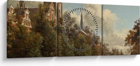 Tablou - Jan van der Heyden, View Down a Dutch Canal, reproducere (cu ceas) (90x30 cm)