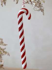 Ornament clasic de Crăciun în formă de bastonaș roșu cu alb, pictat manual, „Classic Cane”