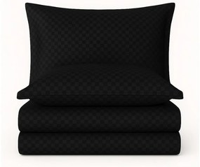 Lenjerie de pat neagră din bumbac ranforcé pentru pat de o persoană 140x200 cm Checkered – Mila Home Luxury