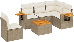 vidaXL Set canapele de grădină cu perne, 6 piese, bej, poliratan