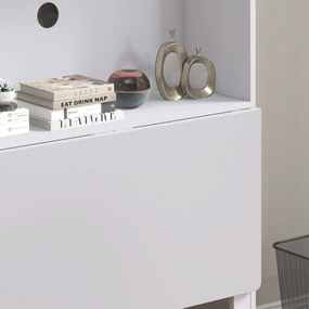 HOMCOM Birou cu Rafturi, Blat Pliabil, 2 Roți și 4 Rafturi, Birou Compact Modern cu Orificiu pentru Cabluri, Masă pentru Computer, Casă Birou Cameră de Studiu, 80x69x155 cm, Alb | Aosom Romania