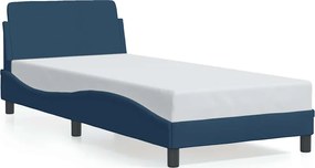 vidaXL Cadru de pat cu tăblie, Dover, albastru, 90x190 cm, textil