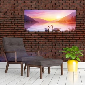 Tablou - Lebăde îndrăgostite (120x50 cm)