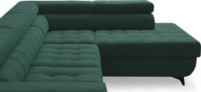 Colțar extensibil Nardo L dreapta - verde catifea Bluvel 78