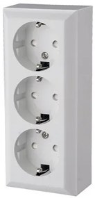 Priza tripla cu impamantare, montaj aplicat, Quatric