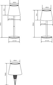 Globo 58488R-LED Lampă de masă VANNIE reglabilă, cu control tactil, reîncărcabilă, pentru exterior, 3W/5V IP54 1800mAh roșie