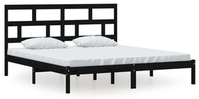 3101237 vidaXL Cadru de pat Super King, negru, 180x200 cm, lemn masiv