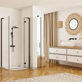 Cabina de dus dreptunghiulara Rea Hugo cu usa batanta 90x80 cm negru